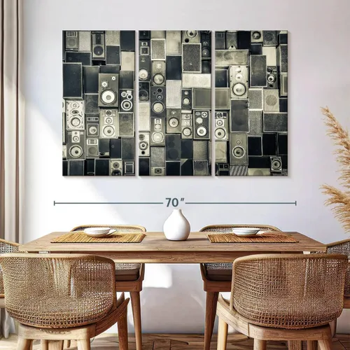 Vista 189 de Elephant Stock BW - Reproductor de discos de vinilo para pared, lienzo horizontal, decoración de pared de sala de estar de 3 piezas, impresión
