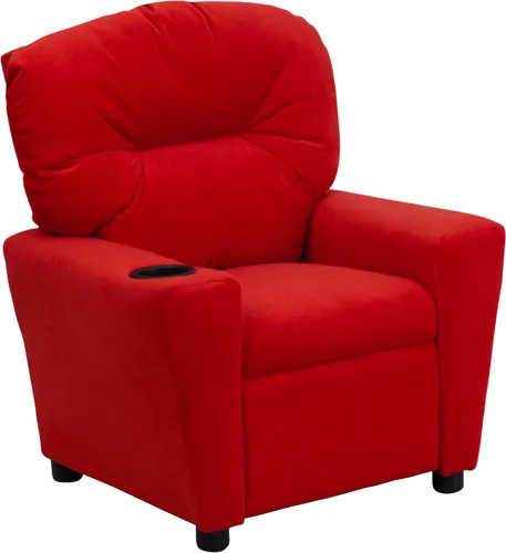 Vista 27 de Flash Furniture Chandler LeatherSoft - Silla reclinable para niños con portavasos y reclinable de seguridad, silla reclinable contemporánea