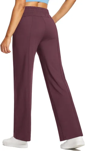 Vista 2 de baleaf Pantalones deportivos de pierna recta de 28 a 30 pulgadas para mujer, pantalones deportivos de pierna ancha, bolsillos elásticos y suaves