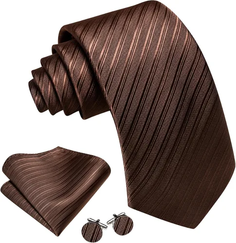 Vista 143 de Barry.Wang Juego de corbatas para hombre, corbata de seda a rayas, tejido a cuadros, gemelos formales, negocios, boda