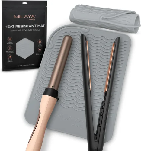 Vista 12 de Milaya Beauty Accesorios de Tocador Alfombrilla Resistente al Calor – Soporte de Silicona para Plancha de Pelo y Rizador, Alfombrilla de Tocador