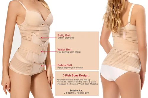Vista 2 de XJCKING Faja para el vientre posparto, faja 3 en 1, soporte de recuperación de cinturón - Carpeta de sección C para entrenamiento de cintura pélvica