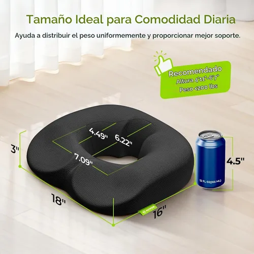 Vista 7 de AUVON Almohada de asiento con forma de dónut de cuidado sensible para hemorroides y post-cirugía, alivio de ciática, cojines de silla