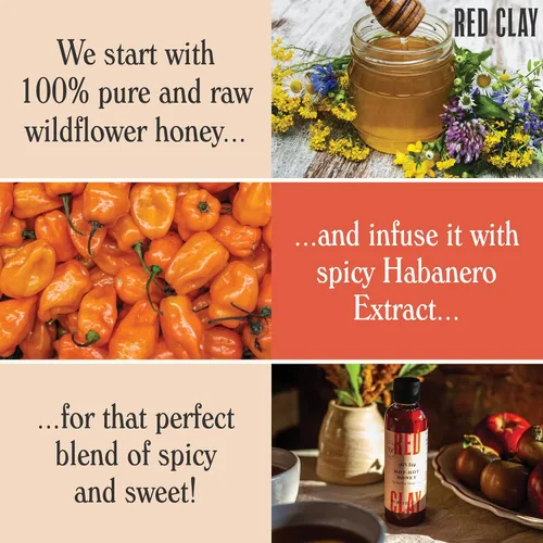 Vista 5 de Red Clay Hot Honey - Sin gluten - Miel picante paleo - Miel picante 100% pura y cruda - Miel infundida con pimientos habaneros - Dulce con un toque