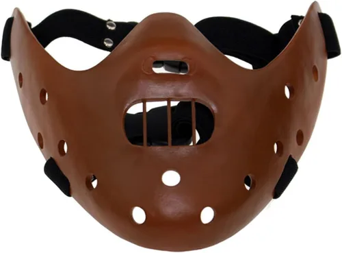 Vista 6 de Máscara de Hannibal Lecter El silencio de los corderos, máscara de media cara, máscara de demonio de terror, disfraz de Halloween, accesorios