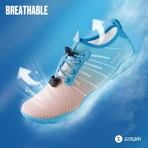 Vista 4 de Simari Zapatos de agua para mujer, hombre, natación, playa, piscina, deportes acuáticos, secado rápido, estilo descalzo, buceo, surf y caminar