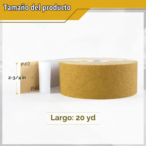 Vista 2 de PSA - Rollo de papel de lija de grano 40, 2-3/4 pulgadas x 20 yardas, papel de lija longboard autoadhesivo con respaldo adhesivo para carpintería