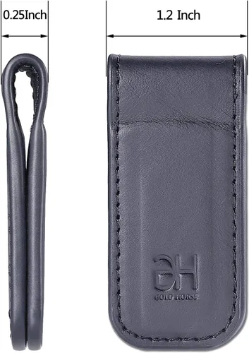 Vista 11 de Soporte magnético delgado para tarjetas de visita de cuero genuino para hombres, Negro -, Slim