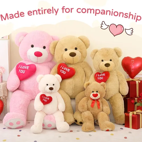 Vista 6 de MaoGoLan Oso de peluche gigante de 52" Oso de peluche - Te amo Corazón rojo Oso de peluche grande para regalo de San Valentín, aniversario, larga