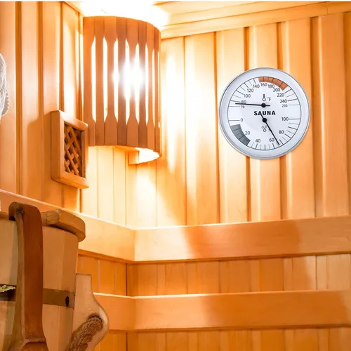 Vista 6 de Termómetro de sauna 2 en 1, higrómetro Fahrenheit, medidor de temperatura de humedad interior, monitor para sala de vapor infrarrojo, baño, spa