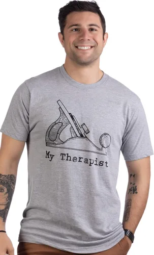 Vista 2 de My Therapist (cepilladora de madera) Divertida camiseta de carpintero de aserrín para trabajar la madera