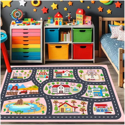 Vista 14 de Alfombra para niños, alfombra de coche para niños, tapete de juego, alfombra para coches de juguete para sala de juegos, aula, habitación de niños