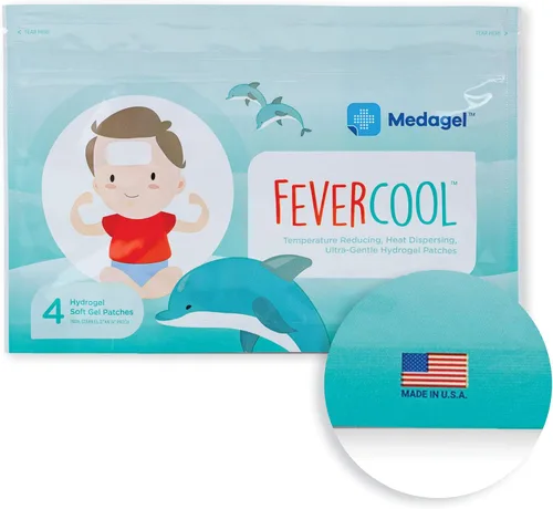 Vista 6 de Medagel FeverCool Patches - Parches refrescantes para aliviar la fiebre, la migraña y el dolor de cabeza Fabricado en los Estados Unidos