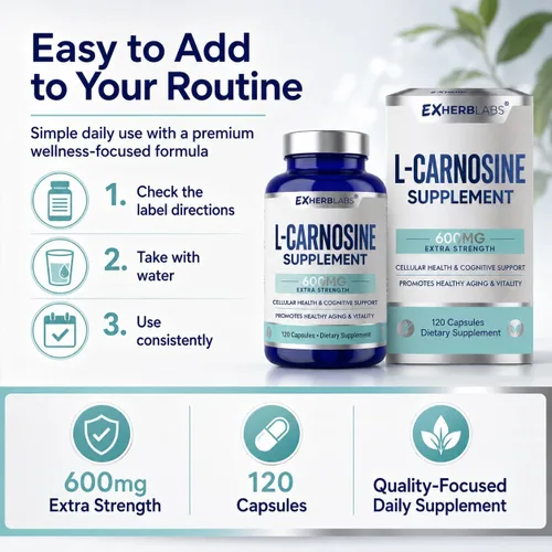 Vista 7 de Suplemento L-Carnosina 600mg, para la salud celular y cognitiva