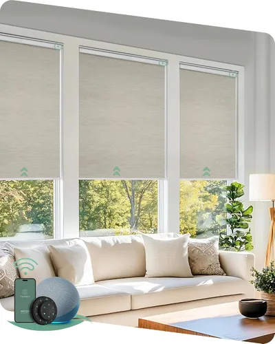 Vista 27 de Yoolax Persianas motorizadas con control remoto, persianas inteligentes opacas para ventanas, persianas enrollables motorizadas, persianas