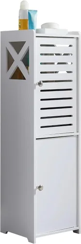 Vista 3 de KB Designs Unidad organizadora de gabinete de almacenamiento de baño independiente blanco con 2 puertas