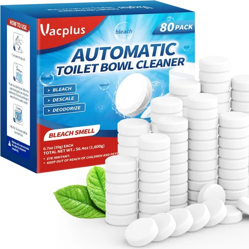 Vista 9 de Vacplus Tabletas Limpiadoras de Taza de Inodoro PAQUETE DE 20, Limpiadores Automáticos con Blanqueador, Limpiadores de Tanque de Inodoro