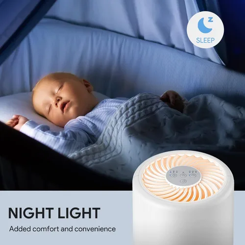 Vista 5 de FULMINARE Purificadores de aire para dormitorio H13 True HEPA filtro de aire, limpiador de aire silencioso con luz nocturna, purificador de aire