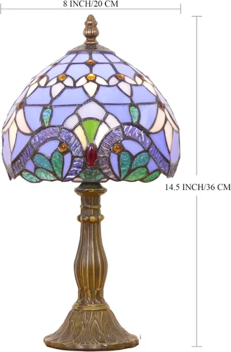Vista 3 de Pequeña lámpara Tiffany Mini lámpara de mesa de vitral, lámpara de acento de mesita de noche, memoria, condolencias de 8 x 14.5 pulgadas