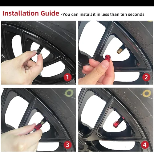 Vista 5 de Kewucn 8 PCS Tapas para Vástago de Válvula de Neumático de Automóvil, Cubiertas de Aire de Aleación de Aluminio con Anillo de Goma, Resistentes a