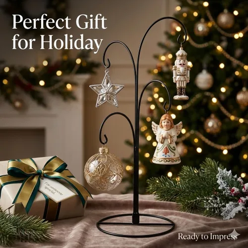 Vista 8 de HOHIYA Soporte de exhibición de adornos de 12 pulgadas, paquete de 2 soportes de metal de 4 brazos para decoraciones de Navidad, adornos colgantes