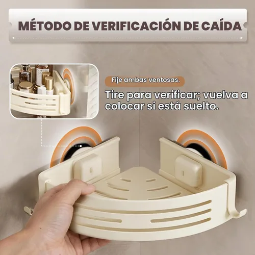 Vista 3 de Conworld Ventosas de esquina para ducha, estante de ducha de esquina sin