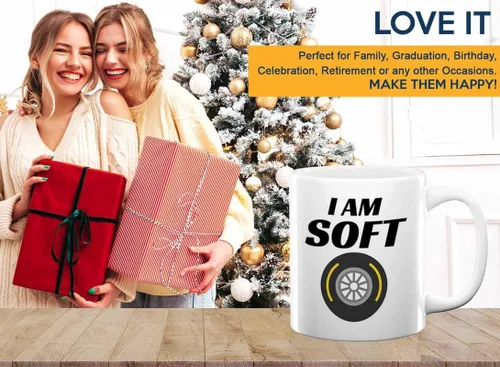 Vista 6 de Taza de café Racer de 11 onzas, color blanco, I'm Soft, Fuel Speed Racer Car Guys Circuit Automotriz Racing Boy Regalos para él, papá, hombres, novio