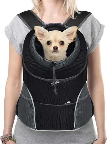 Vista 13 de YUDODO Mochila transportadora frontal para perro, ajustable y transpirable, transportadora para mascotas para perros pequeños, gatos, mochila