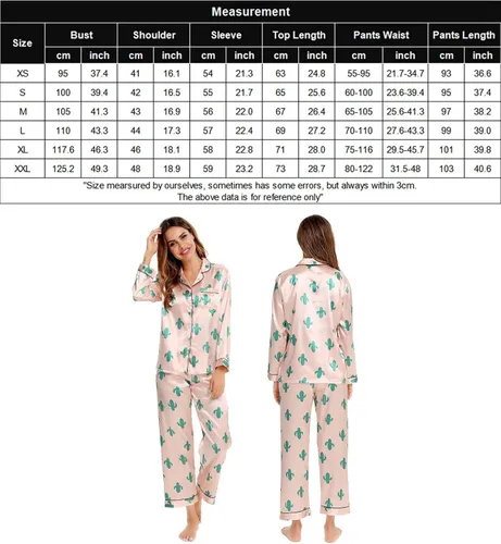 Vista 7 de SWOMOG - Conjunto de pijama de dos piezas, de satén de seda con botones, para mujer