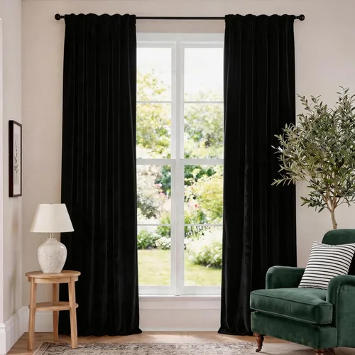 Vista 23 de Lazzzy Cortinas opacas de terciopelo beige de 84 pulgadas de largo con aislamiento térmico para oscurecer la habitación, cortinas forradas de lujo