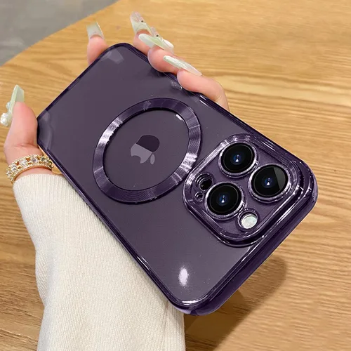 Vista 46 de Funda magnética transparente compatible con iPhone 11, lujosa funda MagSafe transparente a prueba de golpes con protector completo de lente