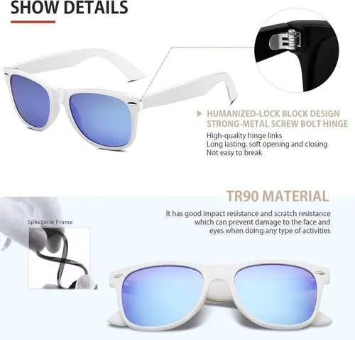 Vista 57 de FEIDUSUN Lentes de sol polarizados para hombre y mujer, lentes de sol retro negros para conducir, pescar, protección UV