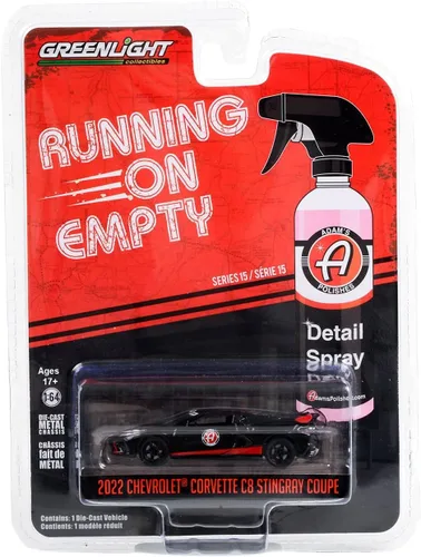 Vista 2 de Greenlight 41150-F Running on Empty Series 15 – 2022 Chevy Corvette C8 Stingray Coupe – Adam's Polishes 1/64 Escala Diecast