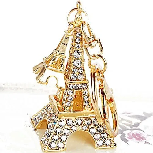 Vista 7 de Yosoo llavero de cristal con estrás, de búho, regalo con dije colgante para bolsa, Eiffel Tower