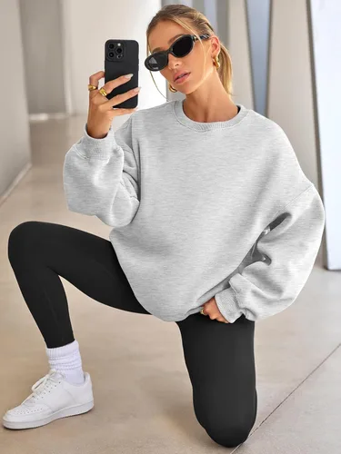 Vista 3 de EFAN - Sudaderas extragrandes para mujer, de vellón con capucha y cuello redondo, suéteres informales y cómodos, ropa de moda para invierno