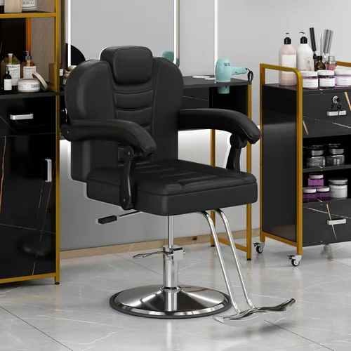 Vista 2 de Merax Silla de peluquería reclinable hidráulica para peluquería con asiento 20% más ancho y bomba hidráulica resistente, equipo de belleza mejorado