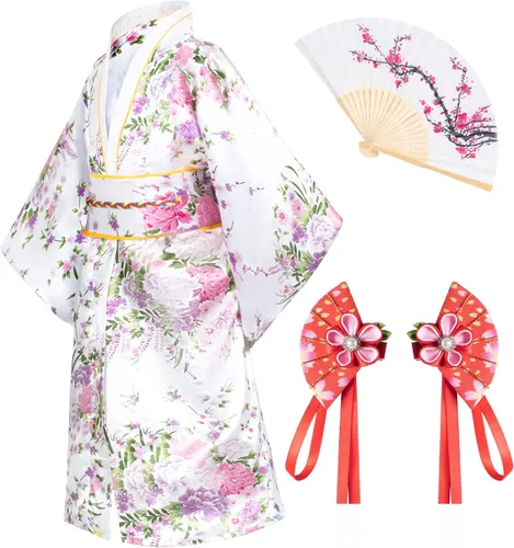 Vista 11 de Vestido tradicional japonés Kimono Bata para niñas, disfraz Tipo1-azul
