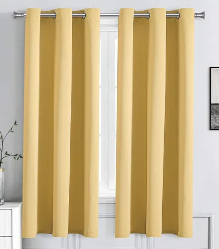 Vista 38 de WPM - Cortinas opacas de triple tejido, para oscurecer la habitación, 2 paneles para sala de estar, color beige, con aislamiento térmico y ojales