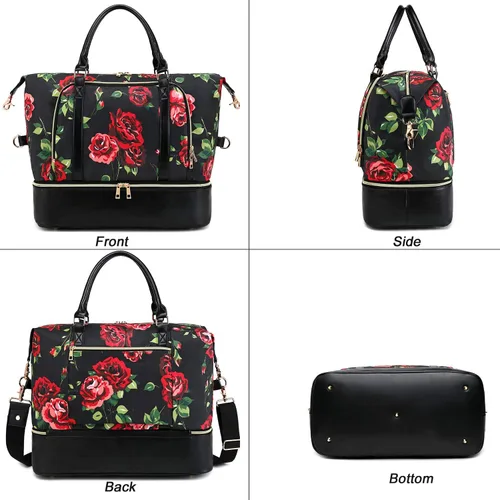 Vista 16 de CAMTOP - Bolsa de viaje de fin de semana para mujer, bolsa de lona con espacio para laptop de15.6 pulgadas