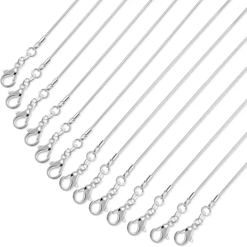 Vista 10 de Cadenas de Collar Paxcoo de 30 Piezas - Cadenas de Serpiente Chapadas en Plata para Hacer Joyería, 1.2 mm (22 Pulgadas)