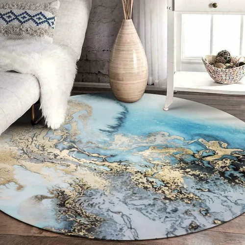 Vista 6 de Alfombra Lahome con diseño de mármol, de 60 x 91 cm, de lana sintética, de estilo envejecido, antideslizante. Alfombra para la entrada