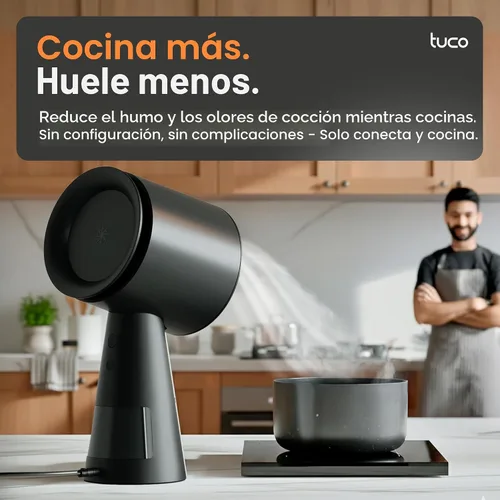 Vista 2 de TUCO Campana extractora portátil, ventilador de extracción de escritorio para cocina con 3 velocidades, filtro triple de polímero, aluminio