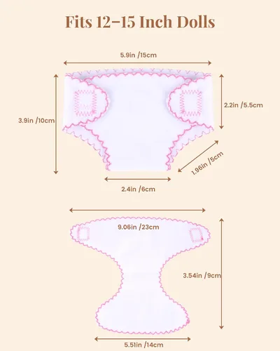 Vista 4 de Babeside - Pañales para muñecas de bebé, 6 pañales reutilizables para muñecas de bebé de 12 a 15 pulgadas Accesorios lavables para muñecas de bebé