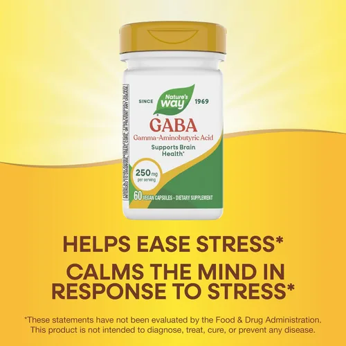 Vista 4 de Nature's Way GABA, ácido gamma-aminobutírico, apoya la salud cerebral*, 250 mg por porción, 60 cápsulas veganas (el embalaje puede variar)