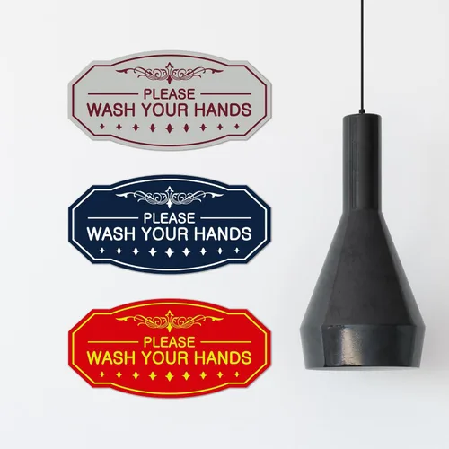 Vista 4 de Signs ByLITA Letrero Victoriano Please Wash Your Hands (Negro) - Pequeño