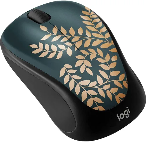 Vista 2 de Logitech - Design Collection - Mouse compacto inalámbrico de edición limitada con diseños coloridos - Golden Garden