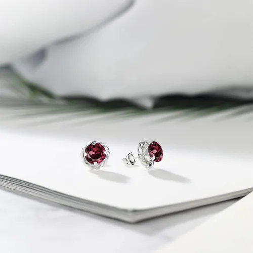 Vista 397 de Gem Stone King Aretes de plata de ley 925 de 0.236 in con piedra natal redonda para mujer
