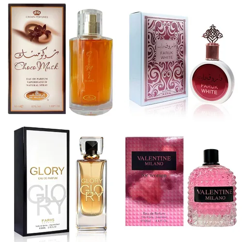 Vista 14 de AFLUXE Set de perfume para mujer, 4 piezas, colección Eau De Parfum de larga duración, almizcle Choco/Milano Mujer/6pm Rosa/7AM Fresh