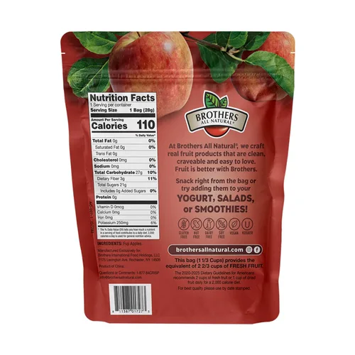 Vista 2 de Brothers All Natural, Fuji Apple Fritas liofilizadas de frutas, sin gluten, sin OMG, nada añadido, bolsa resellable de 1 onza (paquete de 8)