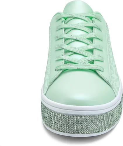 Vista 3 de UUBARIS Zapatillas de tenis con purpurina para mujer, color neón, elegantes, brillantes, con diamantes de imitación, para boda, novia, zapatos